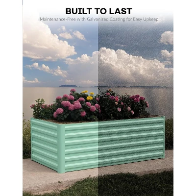 8x4x2ft Galvanized Raised Garden Bed,Deep Root Planter Box For Vegetables,Flowers,Herbs-Large Metal Raised Garden Bed Kit Outdoor,Green 6 8x4x2ft Galvanized Raised Garden Bed,Deep Root Planter Box For Vegetables,Flowers,Herbs-Large Metal Raised Garden Bed Kit Outdoor,Green - Image 6