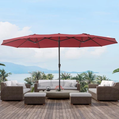 Patio Umbrella, 15FT Double-Side, Outdoor Market Umbrella, Umbrella With Crank Handle, Patio Umbrella For Backyard, Deck, Pool 5 Patio Umbrella, 15FT Double-Side, Outdoor Market Umbrella, Umbrella With Crank Handle, Patio Umbrella For Backyard, Deck, Pool - Image 5