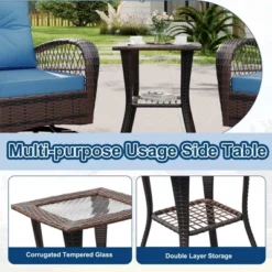 3 Pieces Patio Wicker Glider Chairs, Outdoor Swivel Rockers Patio Chairs Set Of 2 With Thickened Cushions And Glass Coffee Table 12 3 Pieces Patio Wicker Glider Chairs, Outdoor Swivel Rockers Patio Chairs Set Of 2 With Thickened Cushions And Glass Coffee Table -Garvee Sales GUEST 3eb4ce89 8cd5 4b17 a78a 22b3257365b6