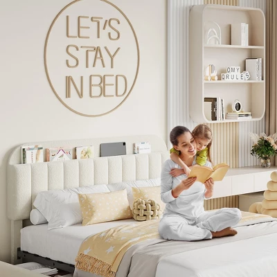 Twin/Twin XL/Full/Queen Bed Frame With Bookcase Headboard And 2 Drawers, Kids Bed Frame, Boucle Upholstered Platform Bed, Easy Assembly 3 Twin/Twin XL/Full/Queen Bed Frame With Bookcase Headboard And 2 Drawers, Kids Bed Frame, Boucle Upholstered Platform Bed, Easy Assembly - Image 3