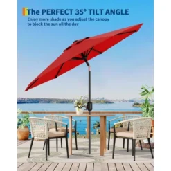 7.5FT Outdoor Patio Umbrella With 6 Sturdy Ribs, Table Umbrella With Push Button Tilt And Crank, UV Protection Waterproof (Red) 12 7.5FT Outdoor Patio Umbrella With 6 Sturdy Ribs, Table Umbrella With Push Button Tilt And Crank, UV Protection Waterproof (Red) -Garvee Sales GUEST 3f2f2c11 fa2b 4988 8373 0b1c4a78f9d7