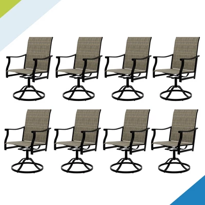 Outdoor Swivel Dining Chairs With Textilene Breathable Back, Swivel Patio Dining Chairs Set Of 8, SwivelPatio SlingChairs Set For Poolside Lawn Garde 8 Outdoor Swivel Dining Chairs With Textilene Breathable Back, Swivel Patio Dining Chairs Set Of 8, SwivelPatio SlingChairs Set For Poolside Lawn Garde - Image 8