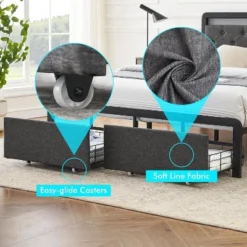 Garvee Queen Bed Frame With 2 Storage Drawers, LED Lights Upholstered Platform Bed With Heavy Duty Metal Slats, No Box Spring Needed, Noise Free -Garvee Sales GUEST 3f69ce55 de05 4e19 8865 b4899ddce219