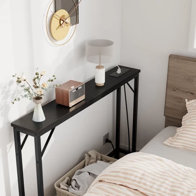 Garvee 5.9" Narrow Sofa Table With Outlets, Skinny Console Table With Storage, Slim Behind Couch Table For Living Room, Hallway, Foyer 4 Garvee 5.9" Narrow Sofa Table With Outlets, Skinny Console Table With Storage, Slim Behind Couch Table For Living Room, Hallway, Foyer - Image 4