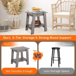 End Table, Small Wooden Side Table, Night Stand With 2-Tier Storage Shelf, Nightstand, Sofa Table For Small Space, Bedroom, Living Room, Rustic Gray -Garvee Sales GUEST 3fd292b6 14d5 486e a0e0 b74b097ea7f2