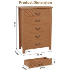 5 Drawer Dresser For Bedroom, 45.2" Tall Brown Chest Of Drawer With V Shape Design, Modern Wooden Closet Nightstand For Living Room Entryway Nursery 11 5 Drawer Dresser For Bedroom, 45.2" Tall Brown Chest Of Drawer With V Shape Design, Modern Wooden Closet Nightstand For Living Room Entryway Nursery -Garvee Sales GUEST 3fd98c22 ccee 4efb b092 c52fd2bbbd9c