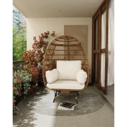 Oversize 360Swivel Egg Chair Patio Rattan Egg Basket Lounge Chair, Steel Frame Stand And 4 Cushions For Patio, Porch,Living Room 13 Oversize 360Swivel Egg Chair Patio Rattan Egg Basket Lounge Chair, Steel Frame Stand And 4 Cushions For Patio, Porch,Living Room -Garvee Sales GUEST 40097923 eaa5 490d b68c d685cf52421d