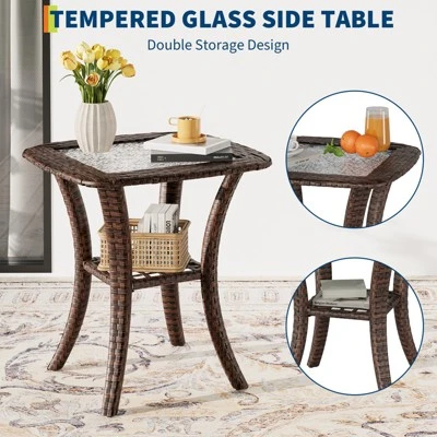 GARVEE Patio Wicker Swivel Rocker Chairs, 3 Piece Outdoor Rattan Patio Furniture Set With Comfy Cushions Tempered Glass Top Table, Bistro Chair Sets 6 GARVEE Patio Wicker Swivel Rocker Chairs, 3 Piece Outdoor Rattan Patio Furniture Set With Comfy Cushions Tempered Glass Top Table, Bistro Chair Sets - Image 6