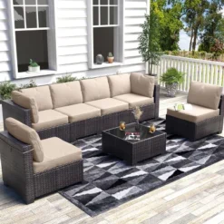 Garvee 7 Piece Outdoor Patio Furniture Set, PE Rattan Wicker Sofa Set, Outdoor Sectional Furniture Chair Set With Cushions And Tea Table 19 Garvee 7 Piece Outdoor Patio Furniture Set, PE Rattan Wicker Sofa Set, Outdoor Sectional Furniture Chair Set With Cushions And Tea Table -Garvee Sales GUEST 40c02f3c 01a7 49d9 8d0f 012b0a9ecfec