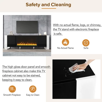 68" Fireplace TV Stand For TVs UP To 78", Electric Fireplace Media Entertainment Center, Modern TV Console Table With Storage For Living Room 4 68" Fireplace TV Stand For TVs UP To 78", Electric Fireplace Media Entertainment Center, Modern TV Console Table With Storage For Living Room - Image 4