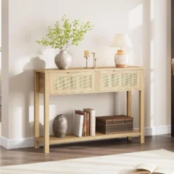 Rattan Console Table With 2 Drawers, Wooden Entryway Table With Rattan Sliding Door 15 Rattan Console Table With 2 Drawers, Wooden Entryway Table With Rattan Sliding Door -Garvee Sales GUEST 411fddb9 1852 47ae 9394 7ea2e7171cf9