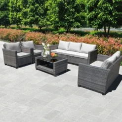 5-Piece Patio Wicker Conversation Sofa Set With Coffee Table,Rattan Sofa Chair With Cushion -Garvee Sales GUEST 4135a09c d6e6 4c54 975c a2352bebb9f8