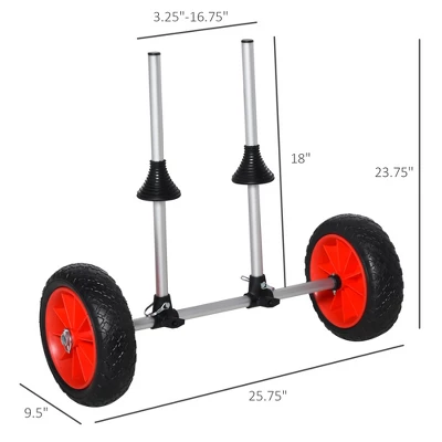 Universal Paddle Boat Cart, Trolley Trailer Kayak Wheels With Strong Aluminum Frame, Adjustable Width Crossbar, & Large Tires 1 Universal Paddle Boat Cart, Trolley Trailer Kayak Wheels With Strong Aluminum Frame, Adjustable Width Crossbar, & Large Tires