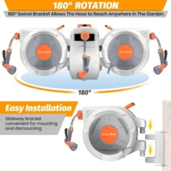 65/100/130 Ft Retractable Garden Hose Reel, With 9 Function Sprayer Nozzle, Any Length Lock, Automatic Slow Rewind, Wall Mounted, 180°Swivel Bracket 14 65/100/130 Ft Retractable Garden Hose Reel, With 9 Function Sprayer Nozzle, Any Length Lock, Automatic Slow Rewind, Wall Mounted, 180°Swivel Bracket -Garvee Sales GUEST 41c77ed6 6287 4b9f b91f 1d247bc2e78b