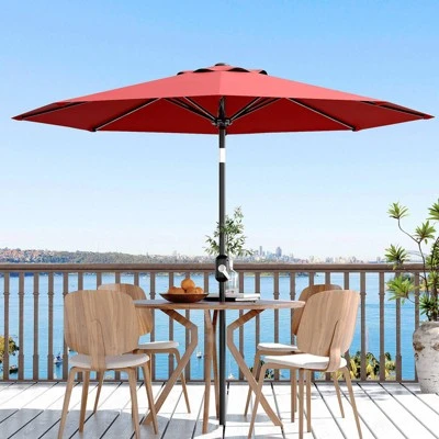 9' Outdoor Patio Umbrella, Outdoor Table Umbrella, Yard Umbrella, Market Umbrella With 8 Sturdy Ribs, Push Button Tilt And Crank 13 9' Outdoor Patio Umbrella, Outdoor Table Umbrella, Yard Umbrella, Market Umbrella With 8 Sturdy Ribs, Push Button Tilt And Crank - Image 13