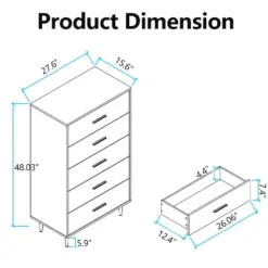Garvee 5 Drawer Dresser For Bedroom, Modern Tall Dresser Organizer With Storage Drawers, Wooden Chests Of Drawers For Bedroom, Entryway, Hallway,White 7 Garvee 5 Drawer Dresser For Bedroom, Modern Tall Dresser Organizer With Storage Drawers, Wooden Chests Of Drawers For Bedroom, Entryway, Hallway,White -Garvee Sales GUEST 41dd2593 642a 4f25 9d1b 4688429280cf