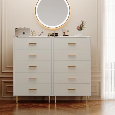 White 5 Drawer Dresser,Tall Narrow Chest Of Drawers,Wooden Skinny Dresser With Gold Metal Handles And Legs,Modern Storage Drawer Cabinet 4 White 5 Drawer Dresser,Tall Narrow Chest Of Drawers,Wooden Skinny Dresser With Gold Metal Handles And Legs,Modern Storage Drawer Cabinet - Image 4