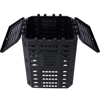Garden Composter Bin Made From Recycled Plastic, Outdoor Compost Bin, 90/132 Gallons Large Compost Bin,abstract,black,25.5in,2.13ft 2 Garden Composter Bin Made From Recycled Plastic, Outdoor Compost Bin, 90/132 Gallons Large Compost Bin,abstract,black,25.5in,2.13ft - Image 2