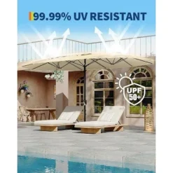 15ft Large Patio Umbrella With Base - Rectangular Patio Umbrella With Crank Handle, UV Protection For Outdoor Market, Backyard, Pool 12 15ft Large Patio Umbrella With Base - Rectangular Patio Umbrella With Crank Handle, UV Protection For Outdoor Market, Backyard, Pool -Garvee Sales GUEST 42eae103 e8e2 4688 b810 63faf67f081e