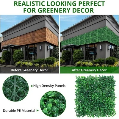 12PCS 10"x10" Grass Wall Artificial Boxwood Panels Wall Hedge Decor With Zip Ties 2 12PCS 10"x10" Grass Wall Artificial Boxwood Panels Wall Hedge Decor With Zip Ties - Image 2