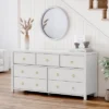 7-Drawer Dresser For Bedroom, White Modern Tall Chest Of Drawers - Storage Dresser With Anti-Tip Design, Robot Vacuum Friendly
