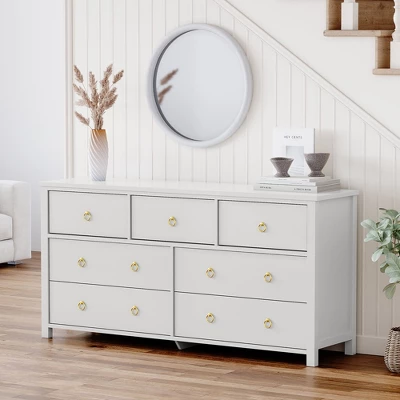 7-Drawer Dresser For Bedroom, White Modern Tall Chest Of Drawers - Storage Dresser With Anti-Tip Design, Robot Vacuum Friendly 1 7-Drawer Dresser For Bedroom, White Modern Tall Chest Of Drawers - Storage Dresser With Anti-Tip Design, Robot Vacuum Friendly