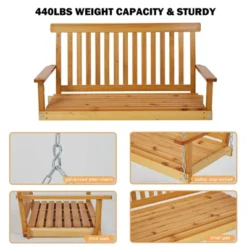 Wooden Porch Swing, Patio Bench Swing Porch Swing Outdoor, Heavy Duty Swing Chair Bench 440LBS With Hanging Chains For Outdoor Patio Garden Yard 16 Wooden Porch Swing, Patio Bench Swing Porch Swing Outdoor, Heavy Duty Swing Chair Bench 440LBS With Hanging Chains For Outdoor Patio Garden Yard -Garvee Sales GUEST 43671656 b249 4fc8 a295 e1cbbcd85276