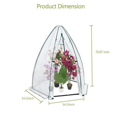 Portable Greenhouse For Outdoor Plants, Heavy Duty Hexagonal Green House With PE Cover, Zippered Door & Mesh Window, Plant Protector For Vegetables 2 Portable Greenhouse For Outdoor Plants, Heavy Duty Hexagonal Green House With PE Cover, Zippered Door & Mesh Window, Plant Protector For Vegetables - Image 2