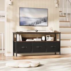 Garvee 55" TV Stand Entertainment Center With 3 Fabric Drawers, Rustic Dresser For Living Room, Bedroom 16 Garvee 55" TV Stand Entertainment Center With 3 Fabric Drawers, Rustic Dresser For Living Room, Bedroom -Garvee Sales GUEST 440517c4 1506 4e94 865c b89ca0b492c6