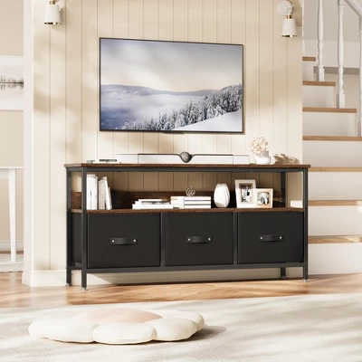 Garvee 55" TV Stand Entertainment Center With 3 Fabric Drawers, Rustic Dresser For Living Room, Bedroom 8 Garvee 55" TV Stand Entertainment Center With 3 Fabric Drawers, Rustic Dresser For Living Room, Bedroom - Image 8