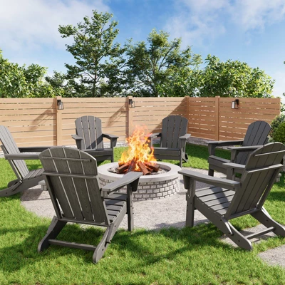 Folding Adirondack Chairs Set Of 6 - HDPE Poly Lumber, 380lb Capacity & Weather-Resistant For Patio, Pool 9 Folding Adirondack Chairs Set Of 6 - HDPE Poly Lumber, 380lb Capacity & Weather-Resistant For Patio, Pool - Image 9