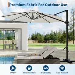 10FT Cantilever Umbrella W/ Solar Lights, 360° Rotation & Tilt, Easy Crank, UV Protection For Pool, Deck, Backyard 15 10FT Cantilever Umbrella W/ Solar Lights, 360° Rotation & Tilt, Easy Crank, UV Protection For Pool, Deck, Backyard -Garvee Sales GUEST 443c8c13 fbe4 4b3b b476 02c0ce7dfa4f