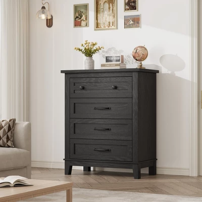 4 Dresser For Bedroom, 34.8" Tall Drawer Dresser With Storage Freestanding, Wooden Closet Storage Chest For Living Room, Bedroom, Office 8 4 Dresser For Bedroom, 34.8" Tall Drawer Dresser With Storage Freestanding, Wooden Closet Storage Chest For Living Room, Bedroom, Office - Image 8