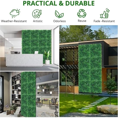 12PCS 10"x10" Grass Wall Artificial Boxwood Panels Wall Hedge Decor With Zip Ties 3 12PCS 10"x10" Grass Wall Artificial Boxwood Panels Wall Hedge Decor With Zip Ties - Image 3
