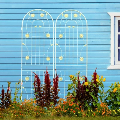 4 Pack Metal Garden Trellis 71" X 19.7" Rustproof Trellis For Climbing Plants Outdoor Flower Support Cream White 3 4 Pack Metal Garden Trellis 71" X 19.7" Rustproof Trellis For Climbing Plants Outdoor Flower Support Cream White - Image 3