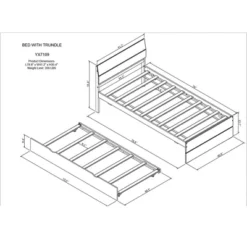 Modern Twin Bed Frame With Twin Trundle, Solid Wood Platform Bed With Headboard, No Box Spring Needed, Wooden Slats Supports, White -Garvee Sales GUEST 45692ffa 0fdf 4fe7 8a94 8dedf14077bd