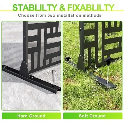 Metal Privacy Screen Outdoor 71"x47", Freestanding Decorative Privacy Fence Panel For Patio, Balcony, Deck, Garden, Black 2 Metal Privacy Screen Outdoor 71"x47", Freestanding Decorative Privacy Fence Panel For Patio, Balcony, Deck, Garden, Black - Image 2