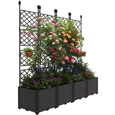 Plastic Plant Box With Plastic Trellis, With Trellis Planter For Climbing Plant Outdoor Planter Box Privacy Screen, For Backyard Patio 7 Plastic Plant Box With Plastic Trellis, With Trellis Planter For Climbing Plant Outdoor Planter Box Privacy Screen, For Backyard Patio - Image 7