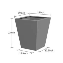 22 Inch Large Metal Taper Planters Outdoor Indoor,Tall Flower Pots With Drainage Holes Modern For Front Porch Patio Backyard Plants