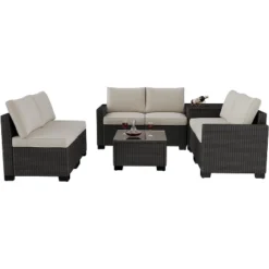 Garvee 8-Piece Outdoor Patio Furniture Set - 6 Seat Rattan Patio Conversation Sets With Glass Coffee Table And Hidden Storage Box -Garvee Sales GUEST 45ddc9dd 8258 41bc 99f6 16cef44b8da6