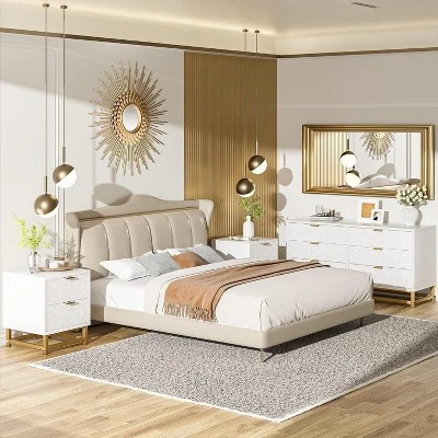 6-Drawer Dresser For Bedroom – Modern Wood Chest With Gold Metal Handles For Hallway, Entryway, And Living Room 2 6-Drawer Dresser For Bedroom – Modern Wood Chest With Gold Metal Handles For Hallway, Entryway, And Living Room - Image 2