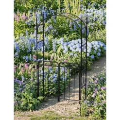 8 FT Metal Garden Arch With Gate, Elegant Wedding Arch For Ceremony Decor, Steel Arbor Trellis For Patio, Lawn, And Backyard, Black 7 8 FT Metal Garden Arch With Gate, Elegant Wedding Arch For Ceremony Decor, Steel Arbor Trellis For Patio, Lawn, And Backyard, Black -Garvee Sales GUEST 461fe4ea 0c84 4f8c a4a5 f6850be0fe4c