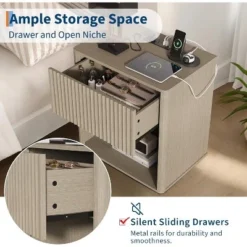 Fluted Nightstands Set 2, Side Tables, Modern Mid Century End Table With Drawer, Farmhouse Bed Side Tables For Bedroom Living Room Sofa Couch, Grey 8 Fluted Nightstands Set 2, Side Tables, Modern Mid Century End Table With Drawer, Farmhouse Bed Side Tables For Bedroom Living Room Sofa Couch, Grey -Garvee Sales GUEST 4663be0c 1750 47d7 ac1f 7516e45e4b65