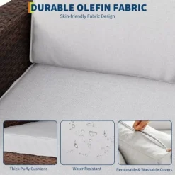 3-Piece Outdoor Wicker Bistro Set With Swivel Chairs - Modern Rattan Patio Furniture With Thick Cushions & Side Table -Garvee Sales GUEST 4671ec3e 168b 4ade 8074 a4a8b7f87caa