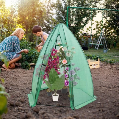 Portable Hexagonal Greenhouse For Outdoor Plants, Heavy Duty PE Cover, Zippered Door & Mesh Window, Plant Protection From Animals & Weather 4 Portable Hexagonal Greenhouse For Outdoor Plants, Heavy Duty PE Cover, Zippered Door & Mesh Window, Plant Protection From Animals & Weather - Image 4