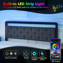 Garvee Queen Bed Frame With 2 Storage Drawers, LED Lights Upholstered Platform Bed With Heavy Duty Metal Slats, No Box Spring Needed, Noise Free -Garvee Sales GUEST 46c38c40 ff78 4065 9d7f ddca6ed12457