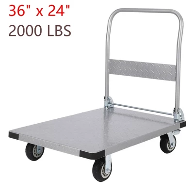 2000lbs Steel Platform Truck 36"x24" Foldable Push Dolly Flatbed Cart With Wheels 7 2000lbs Steel Platform Truck 36"x24" Foldable Push Dolly Flatbed Cart With Wheels - Image 7
