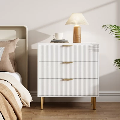 Garvee White 3 Drawer Dresser For Bedroom, Large Nightstand Chest Of Drawers, Modern Wood Storage Dresser Organizer For Hallway, Entryway 8 Garvee White 3 Drawer Dresser For Bedroom, Large Nightstand Chest Of Drawers, Modern Wood Storage Dresser Organizer For Hallway, Entryway - Image 8