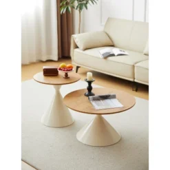 Round Coffee Table Set Of 2, Stacking End Table For Living Room Bedroom Balcony, Small Bedside Cupboard W/Base, Minimalist Circle Coffee Side Table -Garvee Sales GUEST 48706f98 d73c 47e3 818c f2272f22ad1e