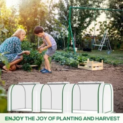 Mini Greenhouse With PE Cover & Roll-Up Zipper Door, Portable Plant Growing Tent For Indoor, Outdoor, Balcony, Garden – White